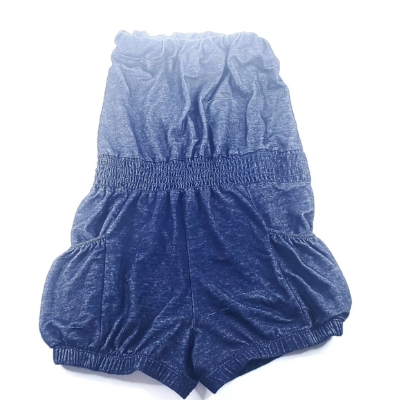 Vintage Women's Strapless Romper With Side Pockets Elastic Small Navy Blue Nana - Picture 6 of 9